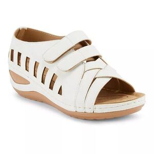 Henry Ferrera Size 7 Indiana White Velcro Comfort Sandals Resort Wear Vacation